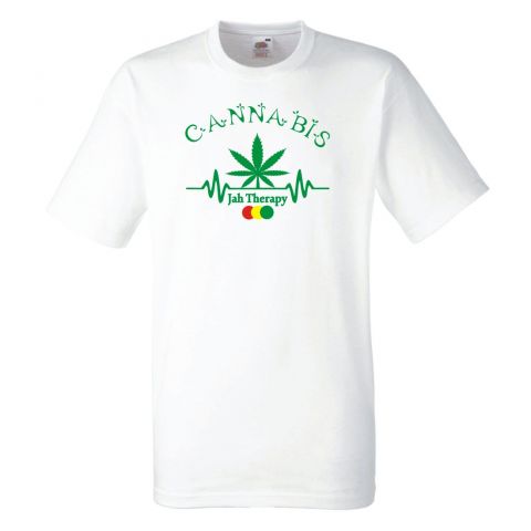 Cannabis-Jah Therapy  koszulka męska  - biel