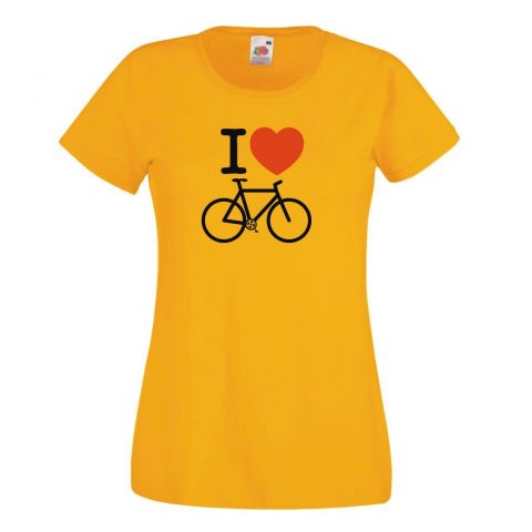 I love Bike Tshirt damski rowerowy żółty