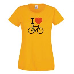 I love Bike Tshirt damski rowerowy żółty