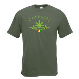 Cannabis-Jah Therapy  koszulka męska - oliwa