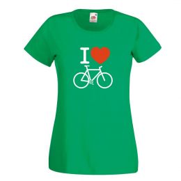 I love Bike Tshirt damski rowerowy zielony