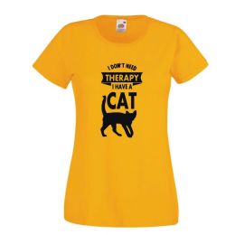 I Don't Need Therapy I Have a Cat - żółty damski tshirt